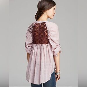 Free People Burgundy Tunic Blouse Button-Down Shirt Size Small